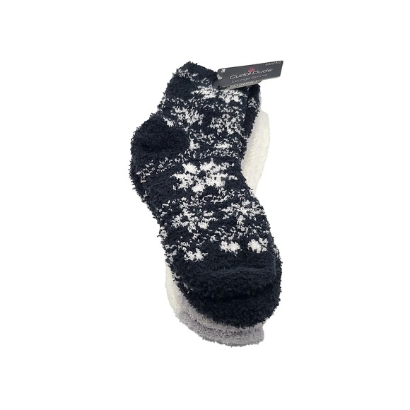 Cuddl Duds Accessories - Cuddl Duds 3 Pair Lounge Socks Womens Shoe Size 4-10 Plushfill Black White
